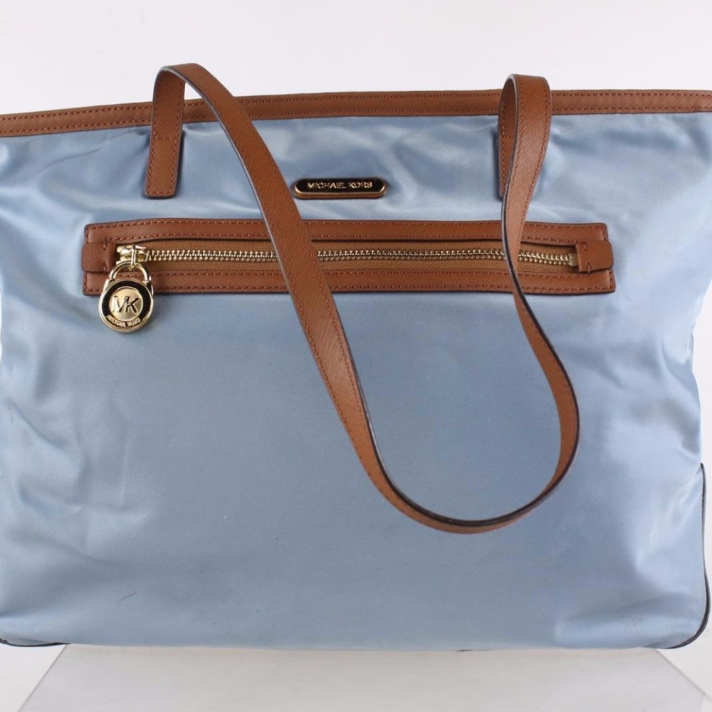 Michael Kors Blue Brown Tote Shoulder Handbag